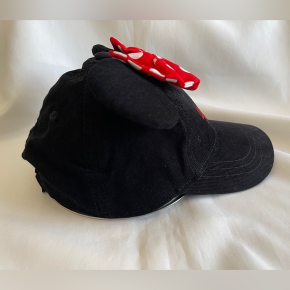 Disney Minnie Mouse Hat Girls OS Corduroy Black/Red/White Adjustable Embroidery - Picture 4 of 11